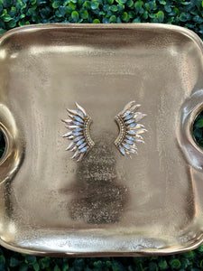 Beaded Large Wing Earrings - Gold