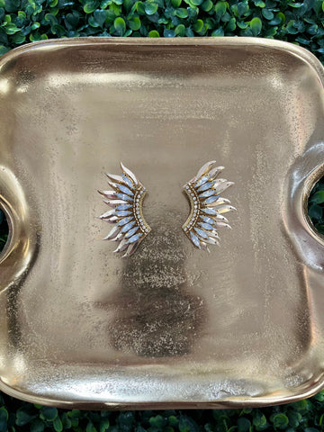 Beaded Large Wing Earrings - Gold