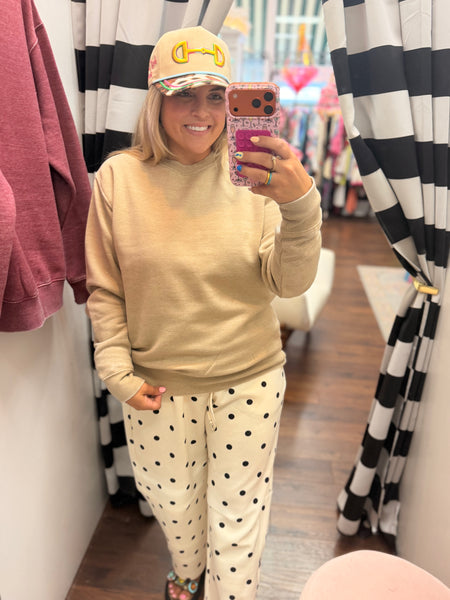 Plain Fleece Lined Pullover - Tan