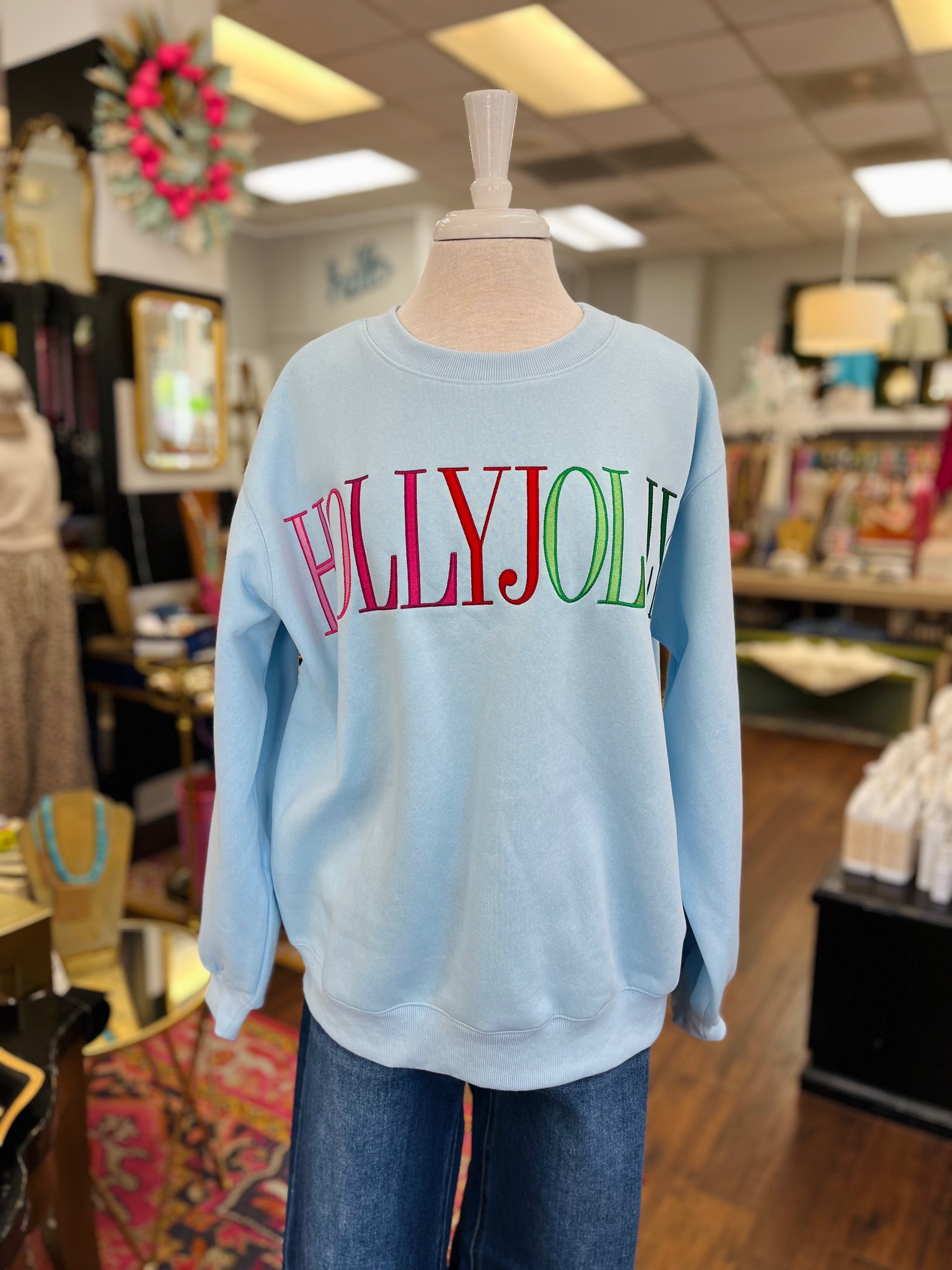 Holly Jolly Embroidered Pullover