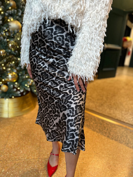 Snow Leopard Midi Skirt