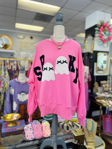 Pink Spooky Ghost Pullover