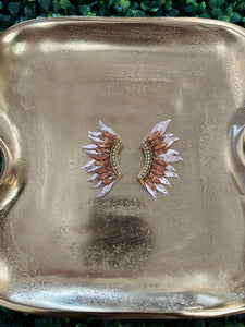 Beaded Large Wing Earrings - Champagne