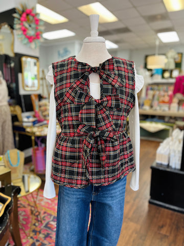 Holly Bells Quilted Vest - Black