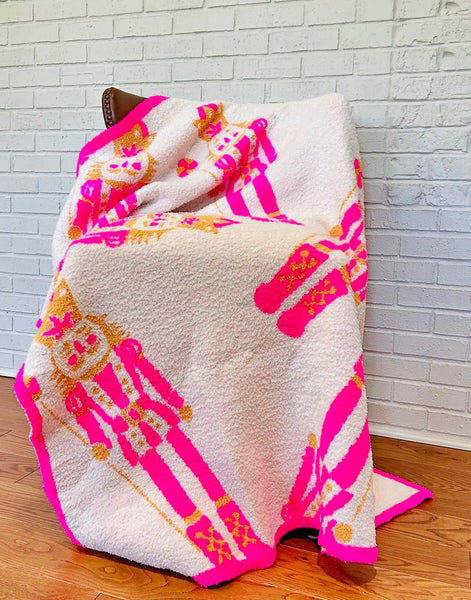 Pink & Orange Nutcracker Christmas Blanket