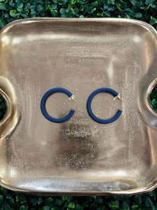 Color Coat Hoop Earrings - Navy