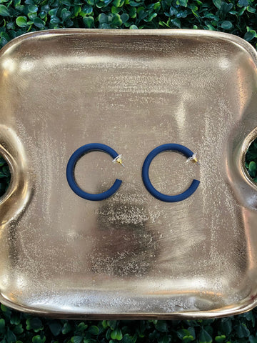 Color Coat Hoop Earrings - Navy