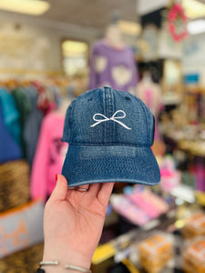 Denim Bow Hat - Dark