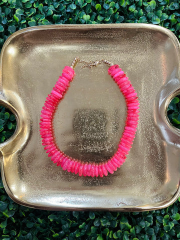 Beaded Necklace - Dark Pink