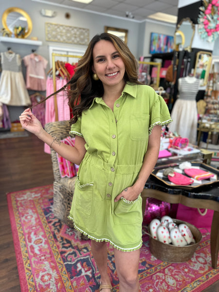 Cross Your Mind Romper - Green