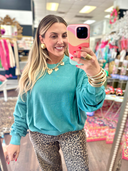 Talk To Me Pullover - Teal