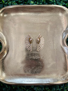 Beaded Wing Earrings - Dark Gold
