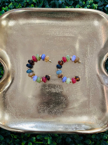 Marble Beaded Earrings - Dark