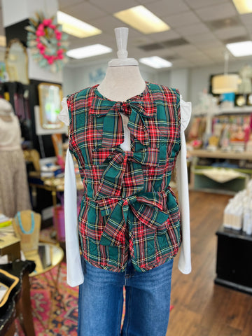 Holly Bells Quilted Vest - Green