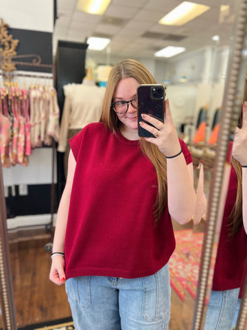 Hidden Treasure Sweater Vest - Burgundy