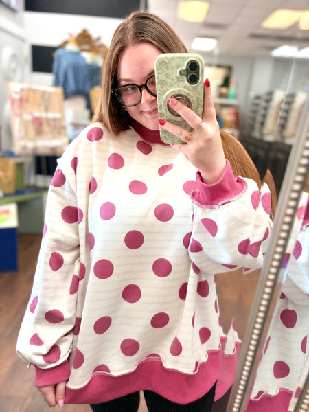 REVERSIBLE Polka Dot Mock Neck