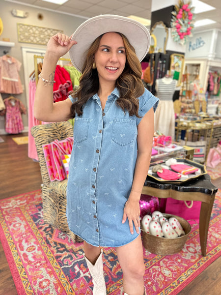 Coquette Bow Denim Dress
