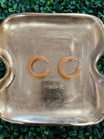 Thick Acrylic Hoop Earrings - Brown