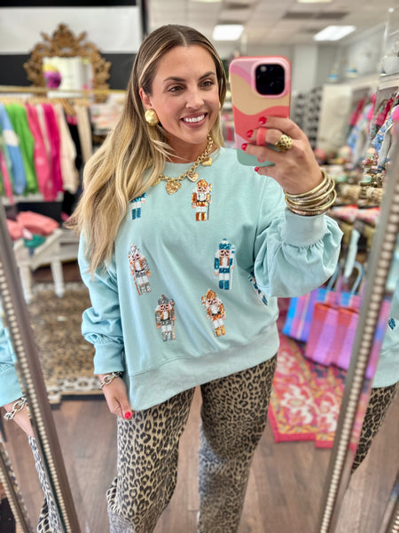 Sequin Nutcracker Pullover - Blue