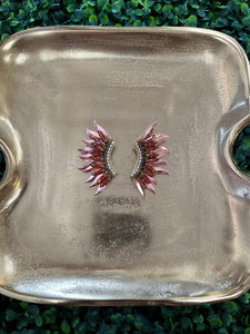 Beaded Large Wing Earrings - Copper