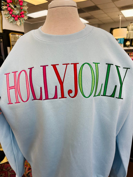 Holly Jolly Embroidered Pullover