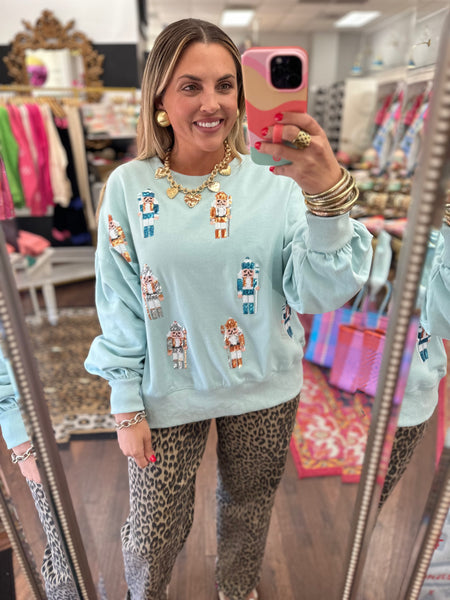 Sequin Nutcracker Pullover - Blue
