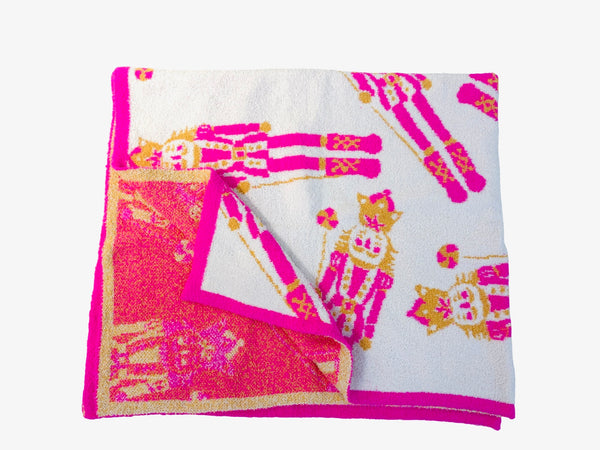 Pink & Orange Nutcracker Christmas Blanket