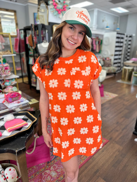 Sunkist Orange Terry Cloth Dress