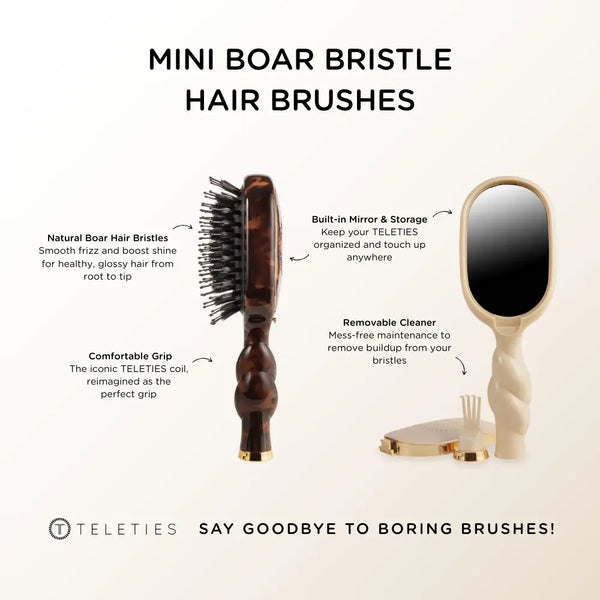 Teletie Mini Boar Hair Brush - Tan
