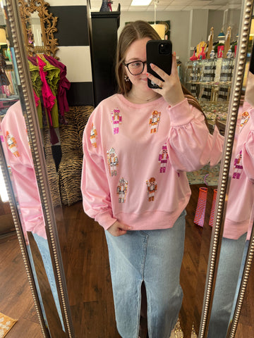 Sequin Nutcracker Pullover - Pink