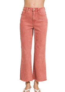 Acid Wash High Waist Frayed Hem Bootcut Jeans