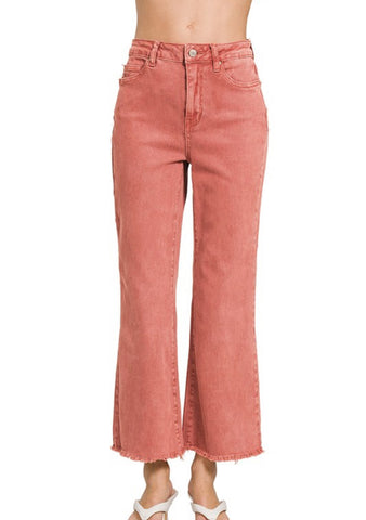 Acid Wash High Waist Frayed Hem Bootcut Jeans
