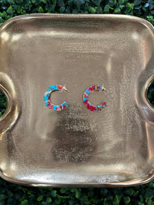 Gold Center Colored Hoop Earrings