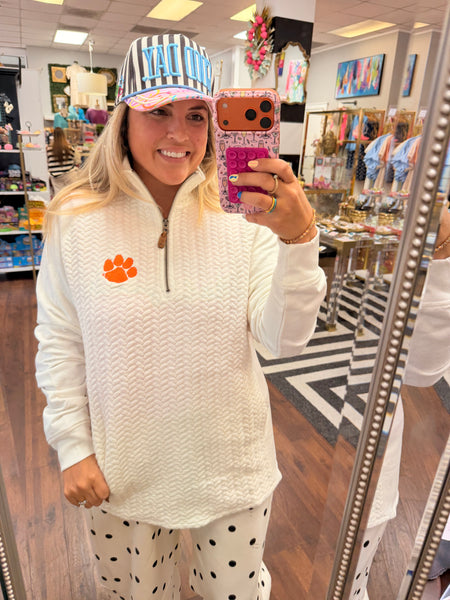 Quilted Clemson Quarter Zip Pullover