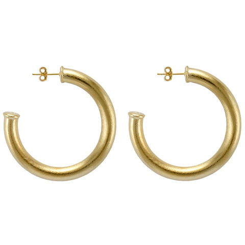 Brushed Gold Chantal Hoop Earrings - Sheila Fajl