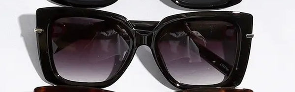 Cat Eye Frame Rhinestone Deco Leg Sunglasses