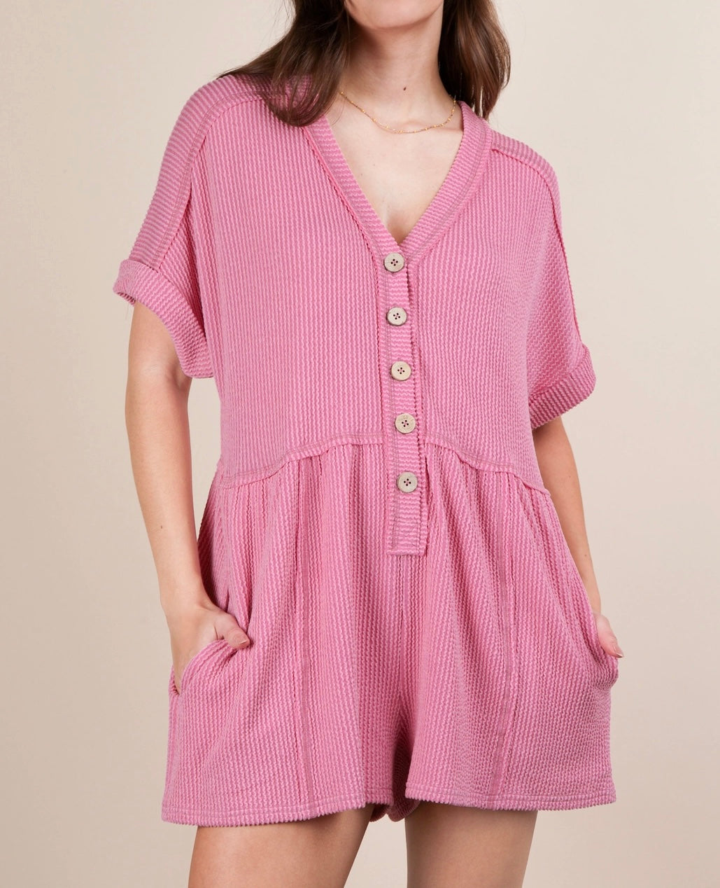 Taking Our Time Romper - Pink