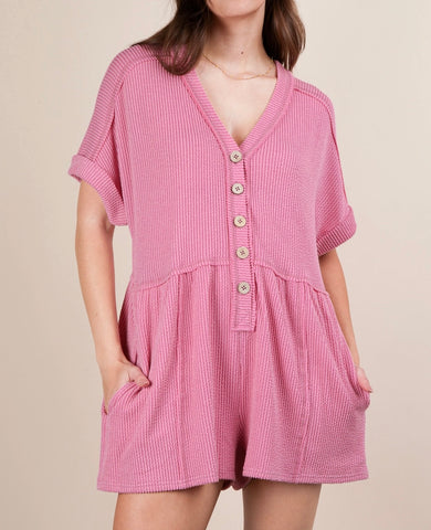Taking Our Time Romper - Pink