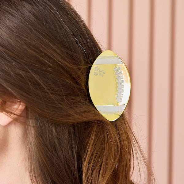 Gold Football Claw Clip