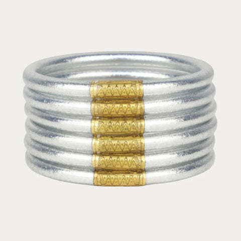 Silver BuDhaGirl Bangle - 6 Stack