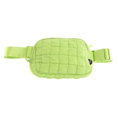 C.C Lime Quilted Puffer Belt Bag