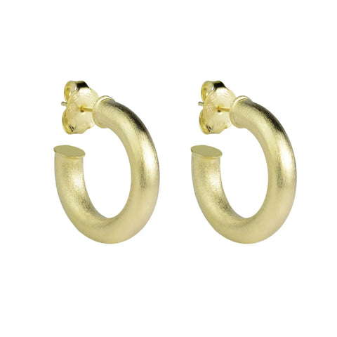 Petite Thin Small Chantal Hoop Earrings - Brushed Gold