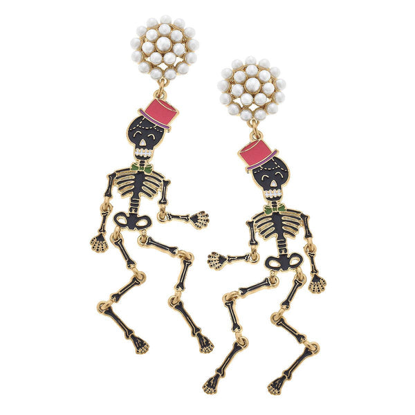 Halloween Skeleton Enamel Earrings