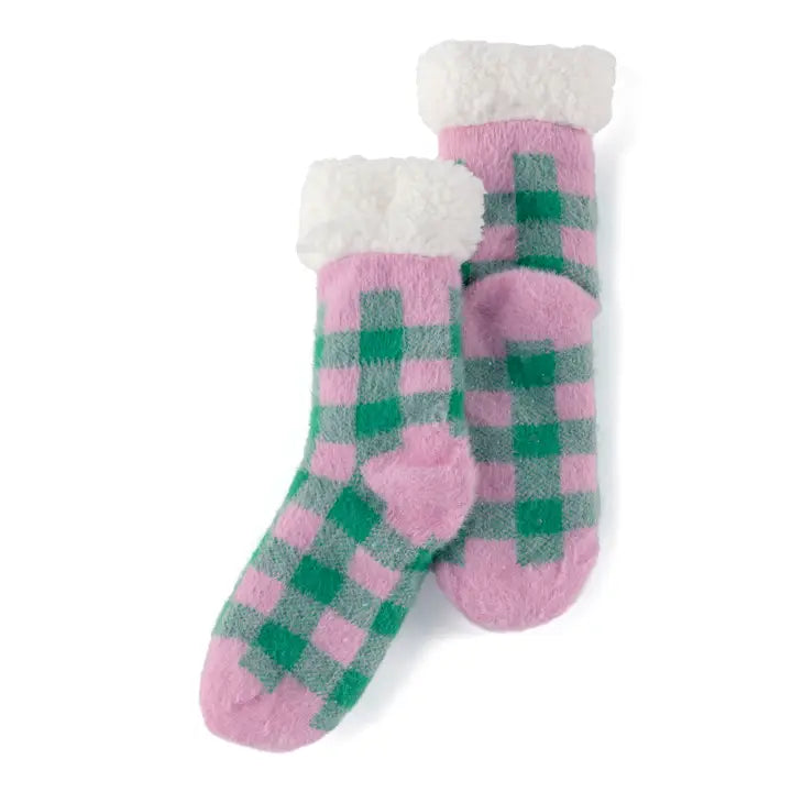 Green & Pink Slipper Socks