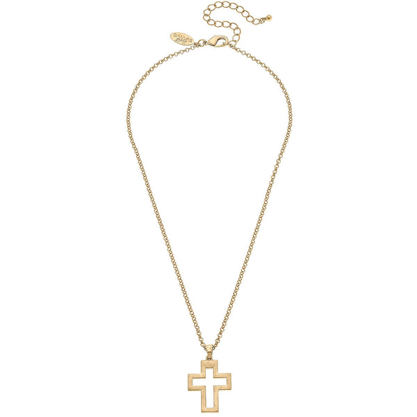 Charlotte Delicate Cross Pendant Necklace - CANVAS