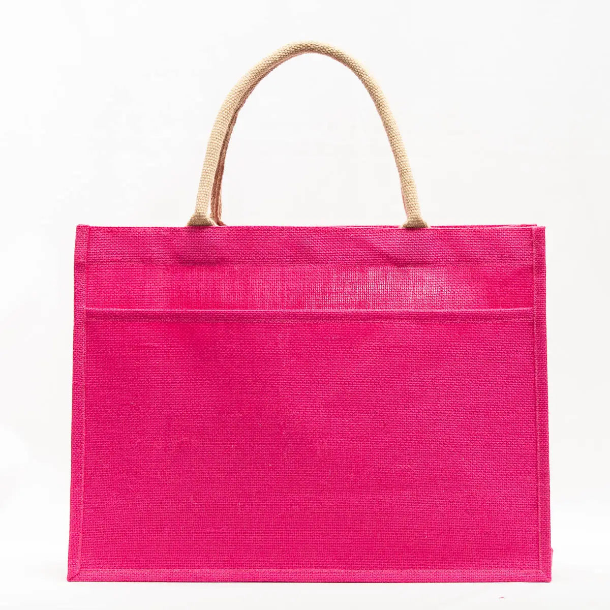 Jute Magenta Pocket Tote Bag