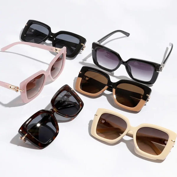 Cat Eye Frame Rhinestone Deco Leg Sunglasses
