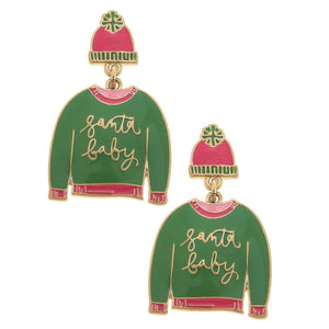 Santa Baby Sweater Enamel Earrings - CANVAS