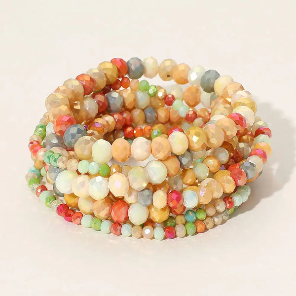 Faceted Bead Stretch Bracelets - Orange