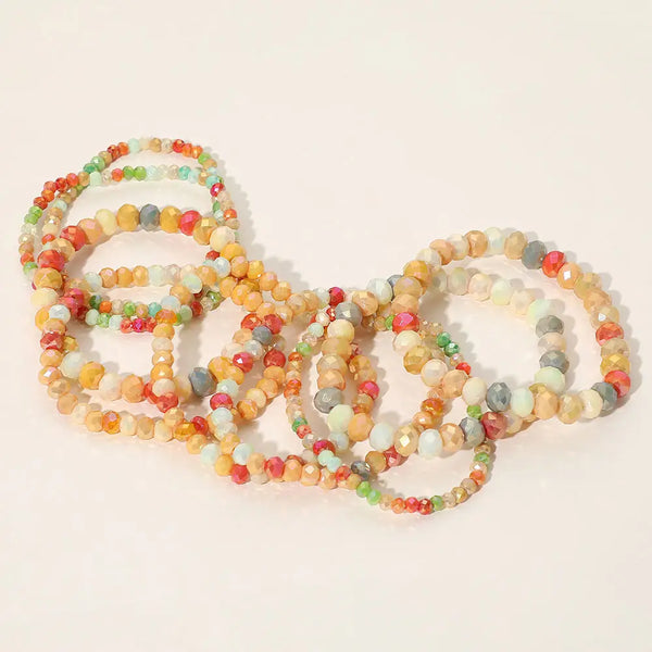 Faceted Bead Stretch Bracelets - Orange